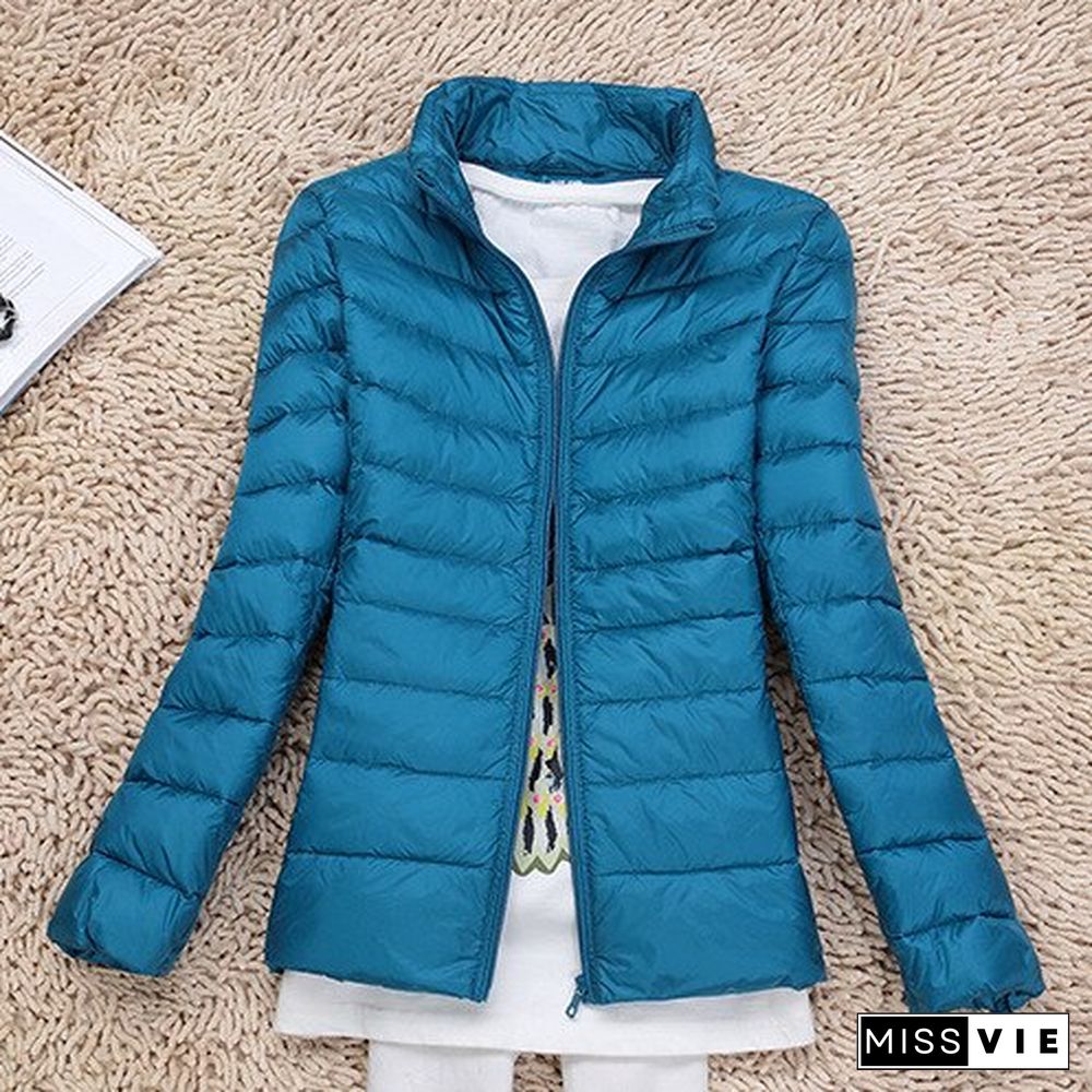 Winter Jacket Women New 90%White Duck Ultra Thin Down Jacket Female Long Sleeve Pocket Down Jacket Parkas Large Size 7Xl