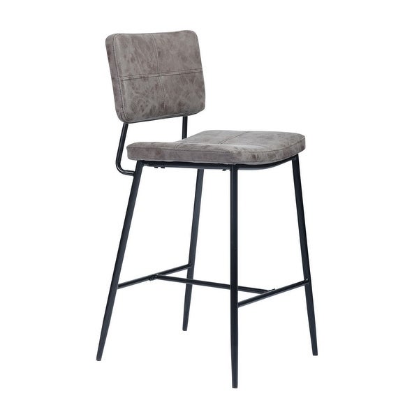 Counter Bar Stools with Metal Legs(Set of 2)， PU Leather