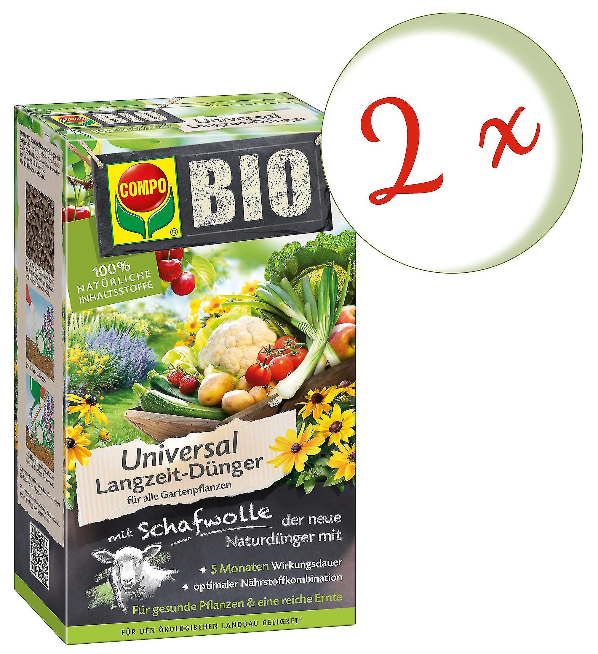 2 x COMPO BIO Universal long-term dyes with sheep's wool， 2 kg