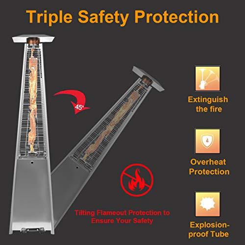 2 Sets 40,000 Btu Propane Patio Heater, Standing Pyramid Outdoor Heaters