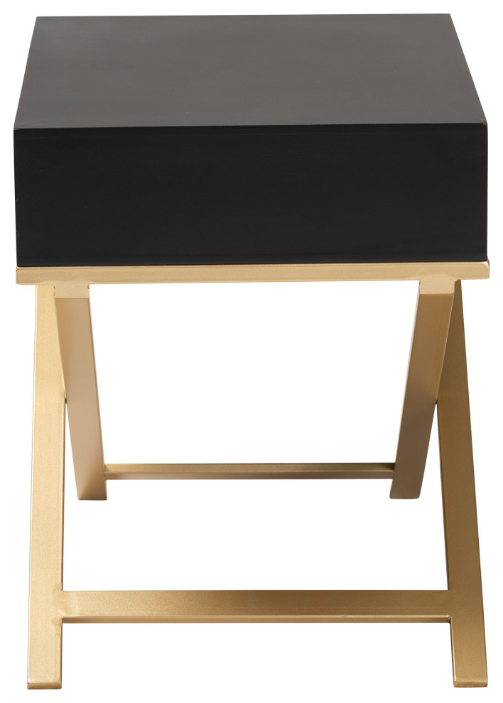 Lyvia Black and Gold 1 Drawer End Table   Contemporary   Side Tables And End Tables   by Baxton Studio  Houzz