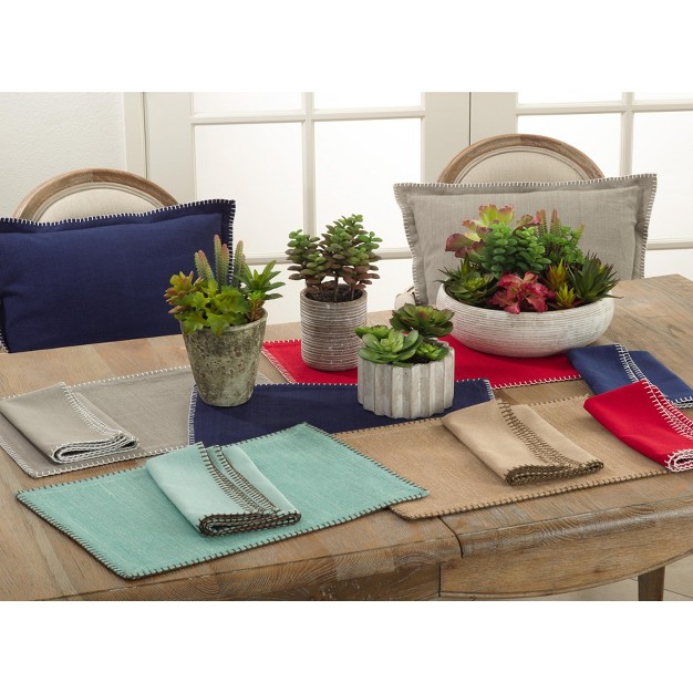 Saro Lifestyle Whip Stitched Design Placemat set Of 4