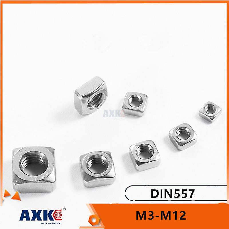 20/100pcs High Quality M3 M4 M5 M6 M8 M10 M12 Din557 Gb39 304 A2 Stainless Steel Metric Threaded Square Nut Foursquare Quadrate