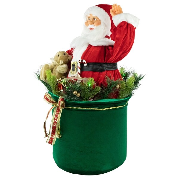 LED Lighted and Animated Gift Bag with Santa Claus Christmas Figure