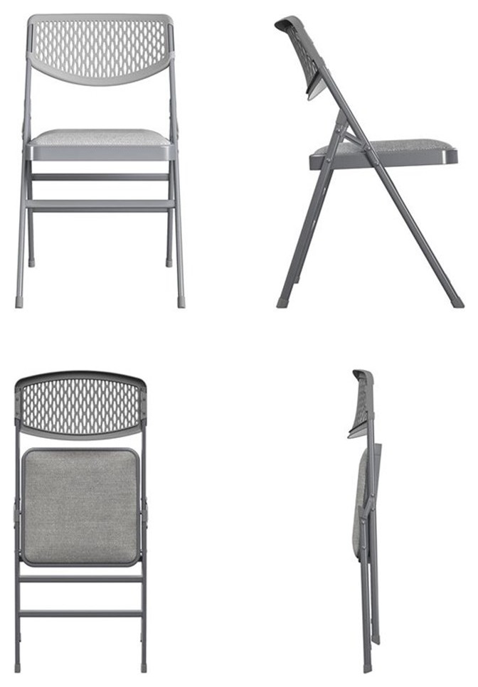 Pemberly Row Modern Ultra Comfort Folding Chair in Gray (4 pack)   Contemporary   Folding Chairs And Stools   by Homesquare  Houzz