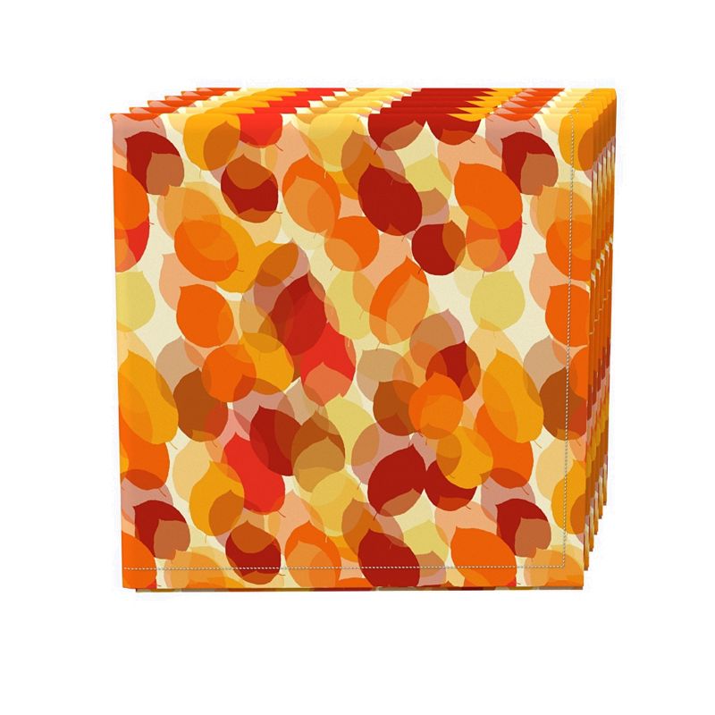 Napkin Set， 100% Polyester， Set of 4， 18x18， Autumn Abstract Leaves