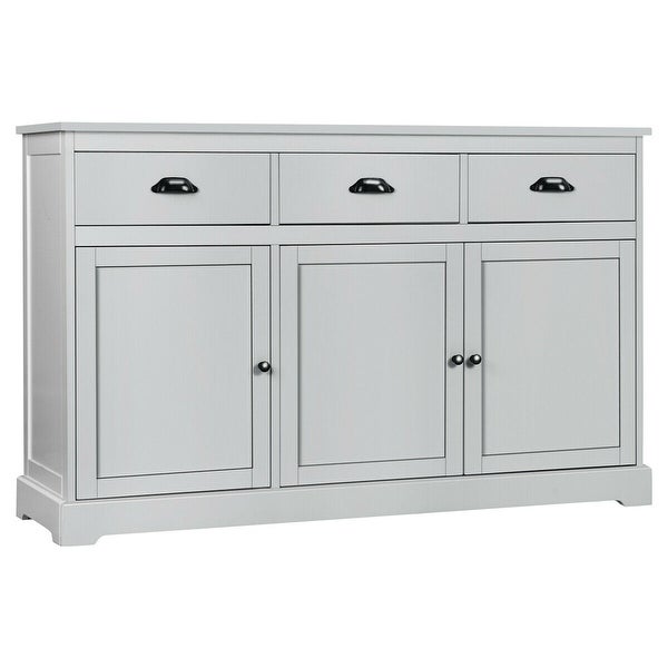 3 Drawers Buffet Cabinet Sideboard Console Table Kitchen Storage Cupboard Gray