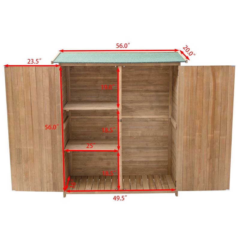 Canada Only - 64'' Tall Wooden Storage Shed Outdoor Fir Wood Cabinet