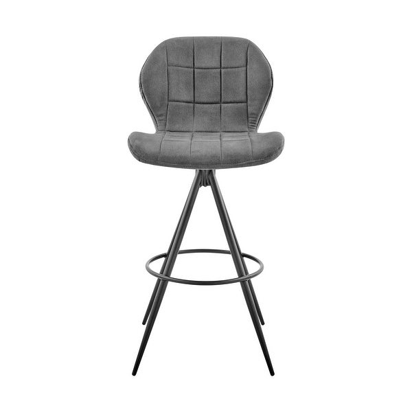 Catalina Counter or Bar Height Stool in Charcoal Fabric and Black Finish