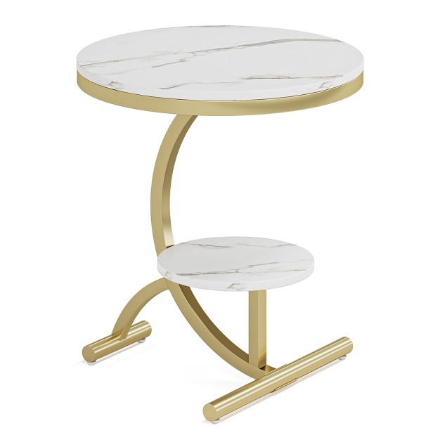 Tribesigns 2 tier Round Sofa Side Table