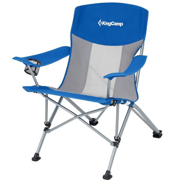 Kingcamp Mesh Oversized Outdoor Folding Lounge Chair With Cupholder And Carry Bag For Camping Sporting Events Or Tailgating Blue grey