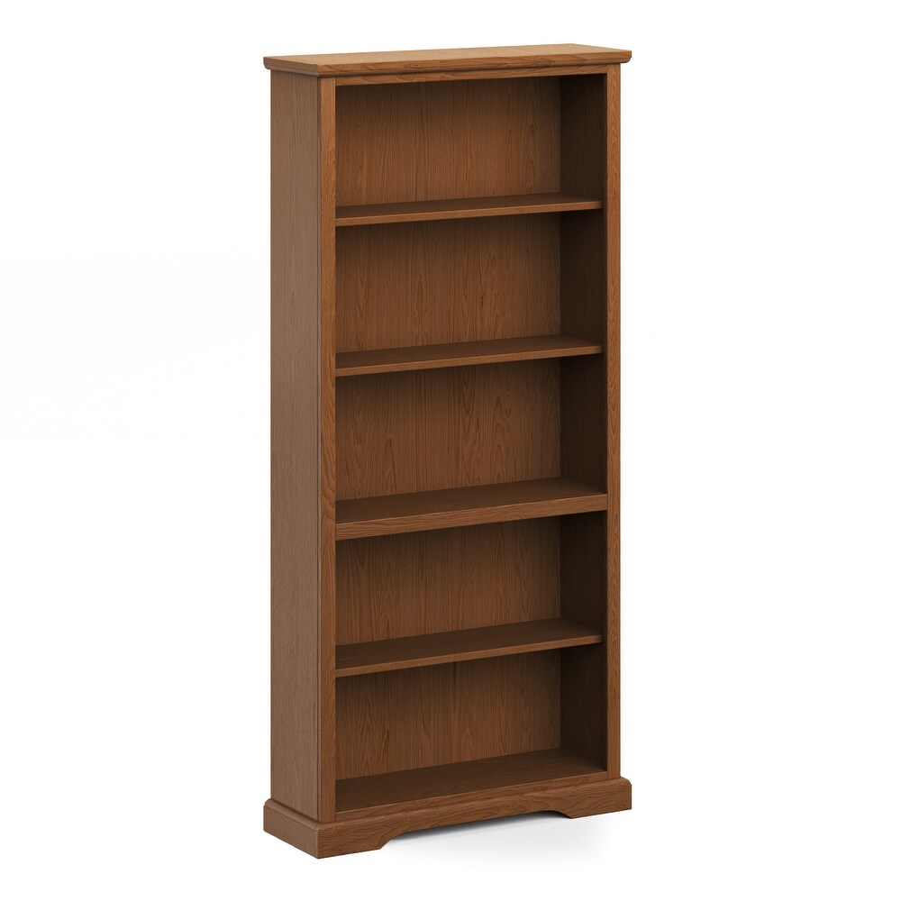 Bridgevine Home Cheyenne 72 Inch High 5 Shelf Bookcase  No Assembly Required  Bourbon Oak Finish