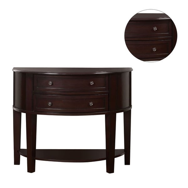 2 Drawers Side Table with Open Shelf in Espresso