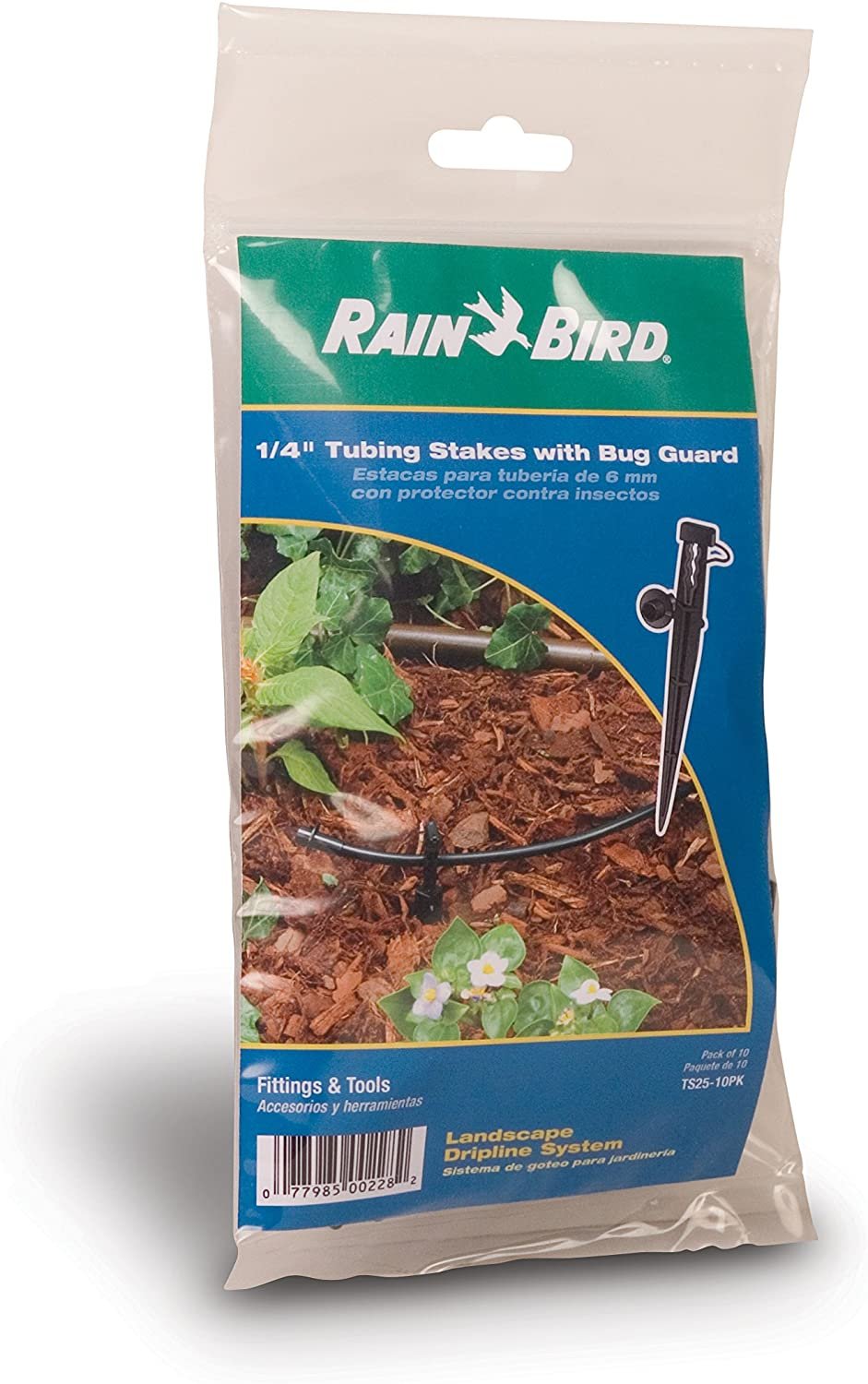 Rain Bird TS25-10PS2 TS25/10PS Tubing Stake with Bug Guard， 1/4