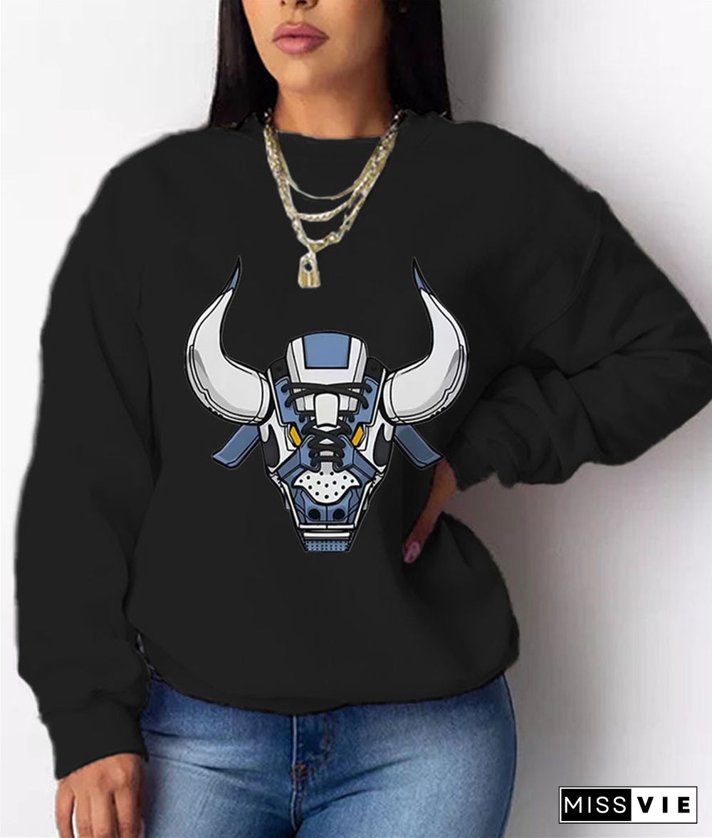 Fleece Long Sleeve O Neck Loose Sweatshirt