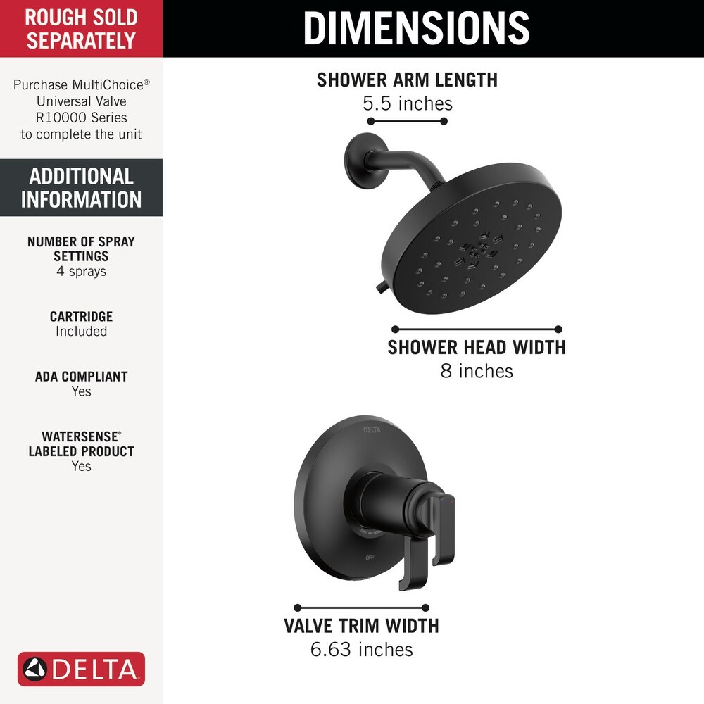 Delta T17T289 Tetra Tempassure 17T Series Thermostatic Shower Only