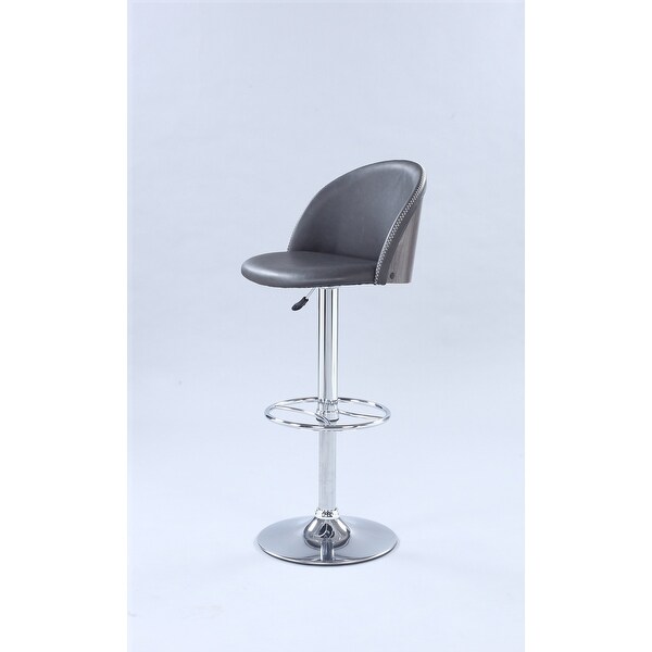 Somette Rounded Back Pneumatic Adjustable Stool with Dark Gray Faux Leather