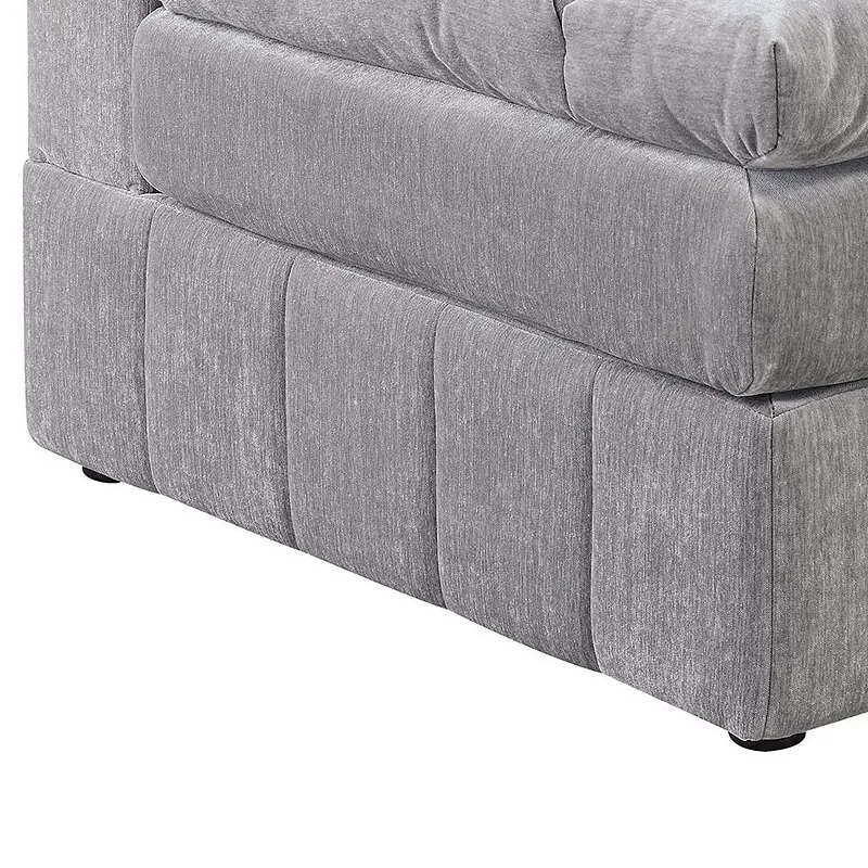 Luna 35 Inch Modular Armless Chair， Three Layer Plush Cushioned Seat， Gray