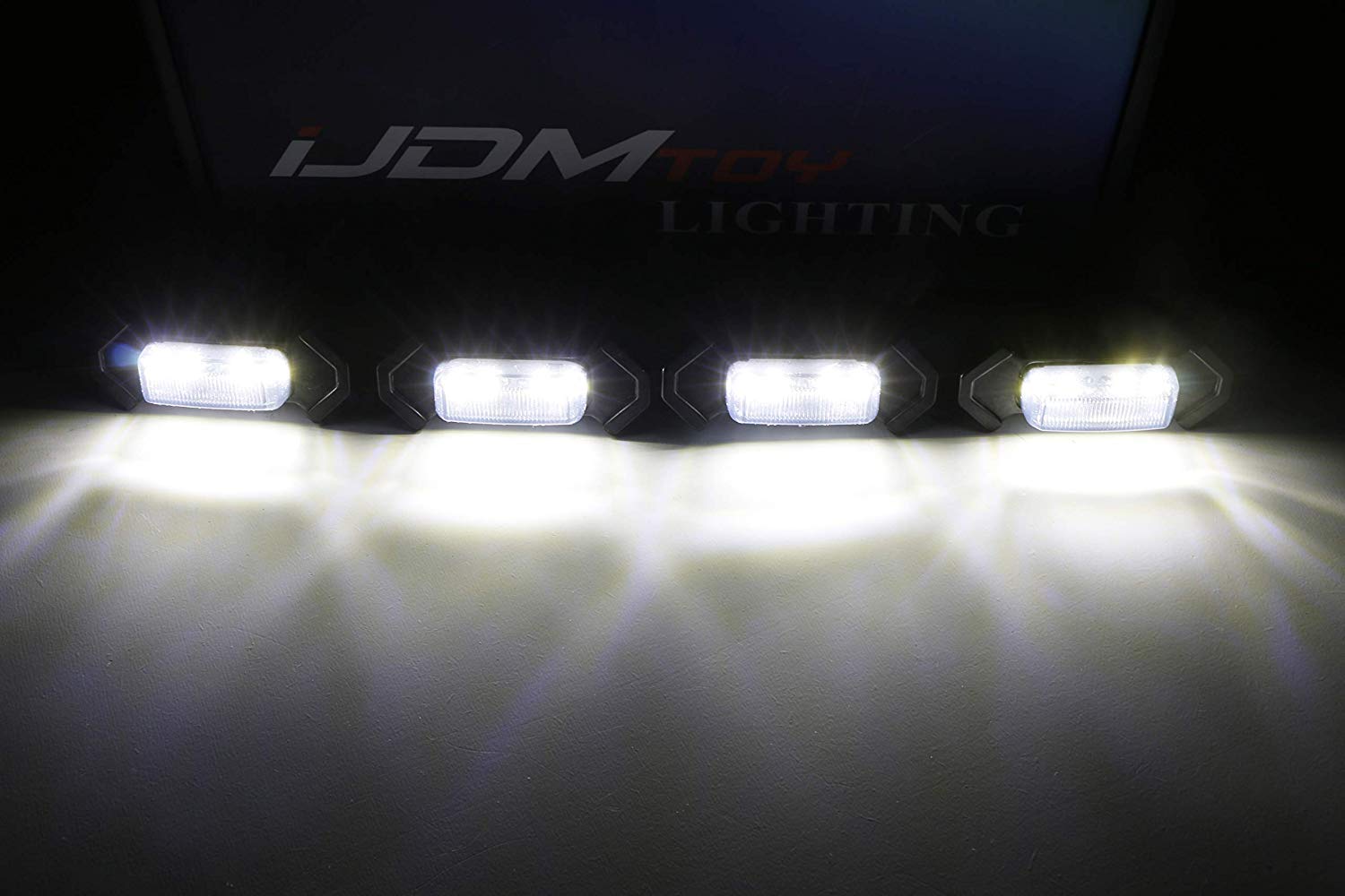 iJDMTOY 4pc Set Smoked Lens Front Grille Lighting Kit Compatible With 2016-up Toyota Tacoma w/TRD Pro Grill ONLY， Includes (4) 4-SMD 6000K White LED Light Assy and Wiring Harness