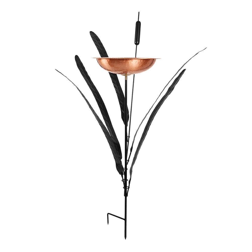 Achla Designs 50 in. Tall Copper Single Cattail Birdbath with 1 Bowl and Stake CTBB-02