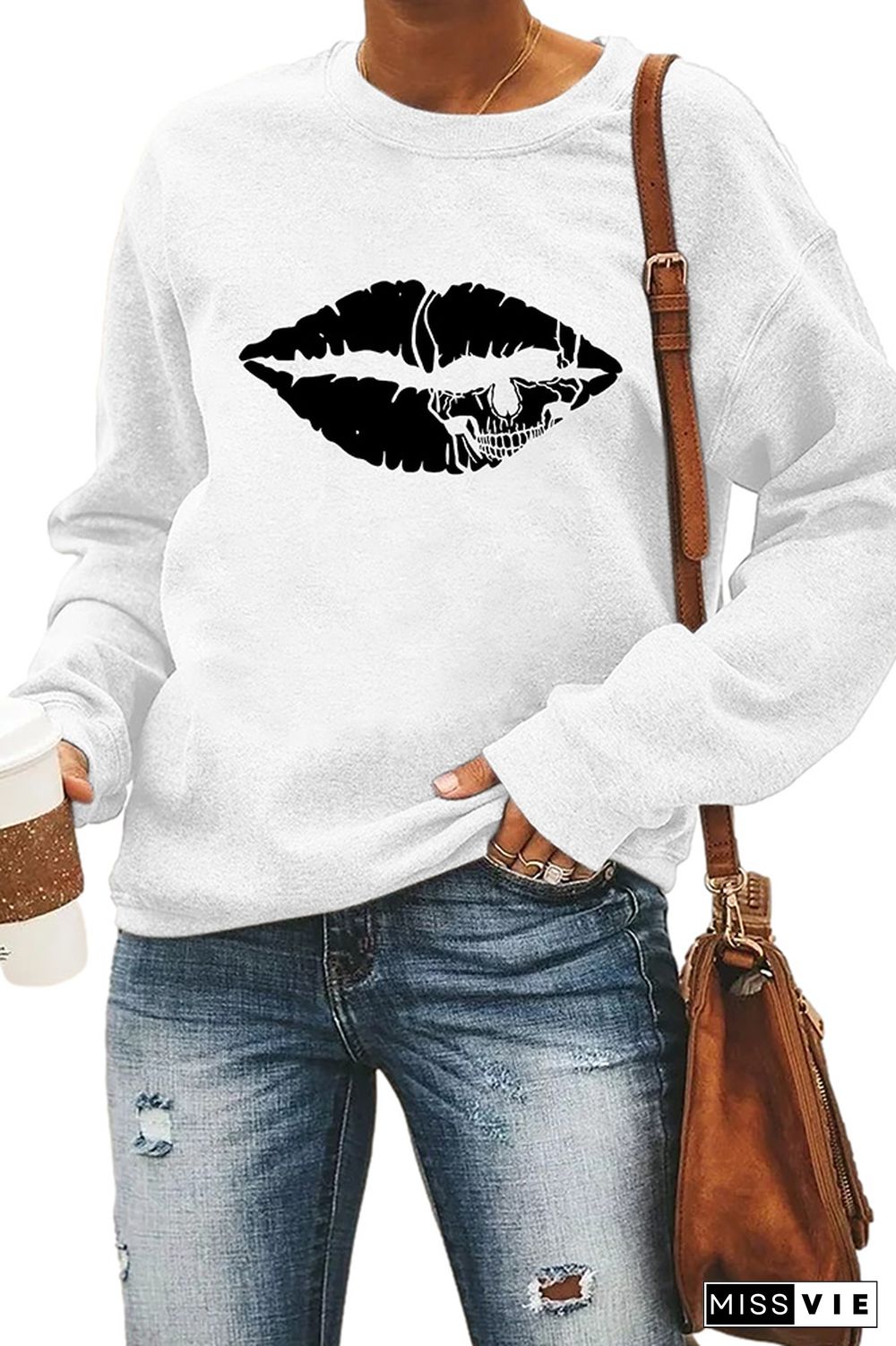 Skull Lips Halloween Long Sleeve Sweatshirts