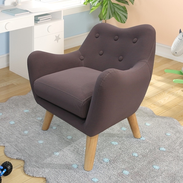 Microfibres Fabric Chair Single Sofa Comfy Upholstered Accent Armchair with Wooden Legs， Kids Sofa for Small Spaces