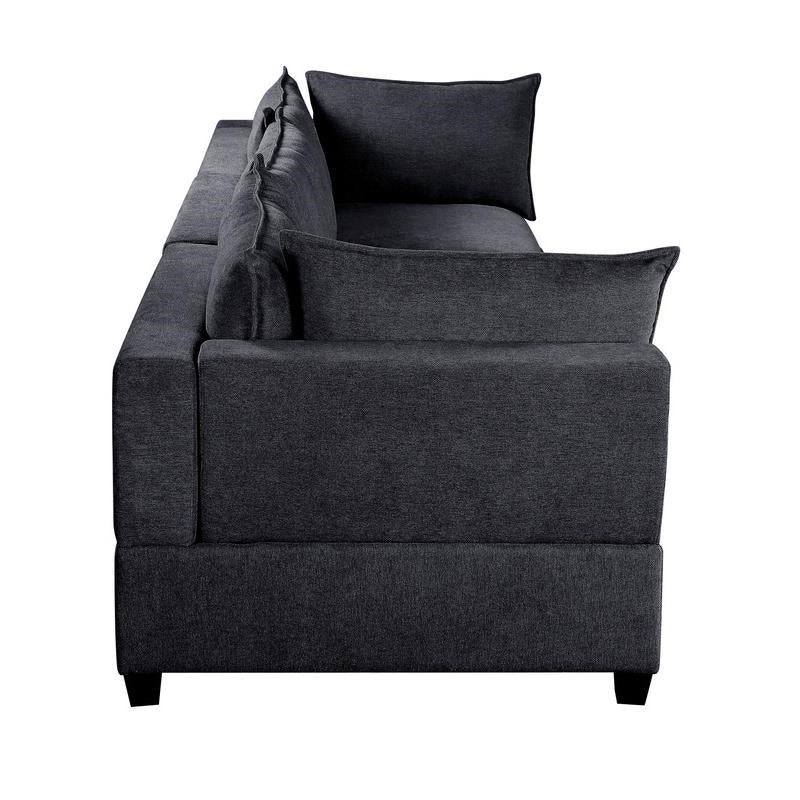 Bowery Hill Modern Fabric Down Feather Sofa Couch in Dark Gray