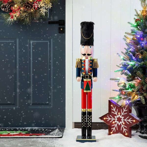 Glitzhome 36inch Wooden Christmas King/Drummer Nutcracker