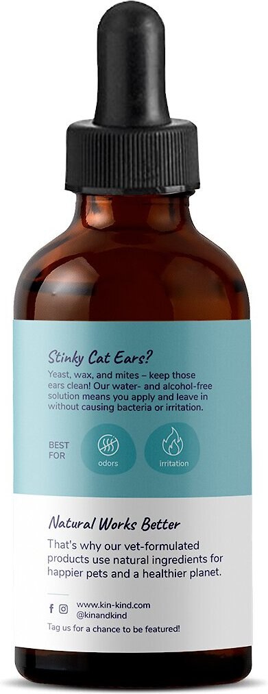 kin+kind Kitty Ears Sweet Fennel Lemongrass Ear Cleaner， 4-oz bottle