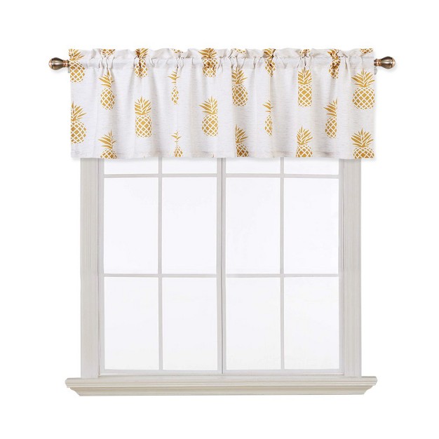 Trinity Pineapple Print Short Kitchen Valance Curtains For Small Windows