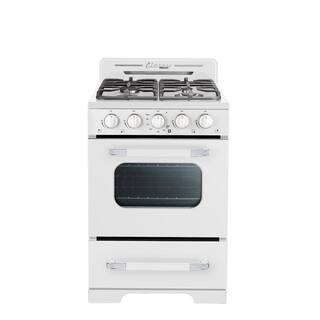 Unique Appliances Off-Grid Classic Retro 24 in. 3 cu. ft. Retro Propane Gas Range with Battery Ignition in Marshmallow White UGP-24CR OF1 W