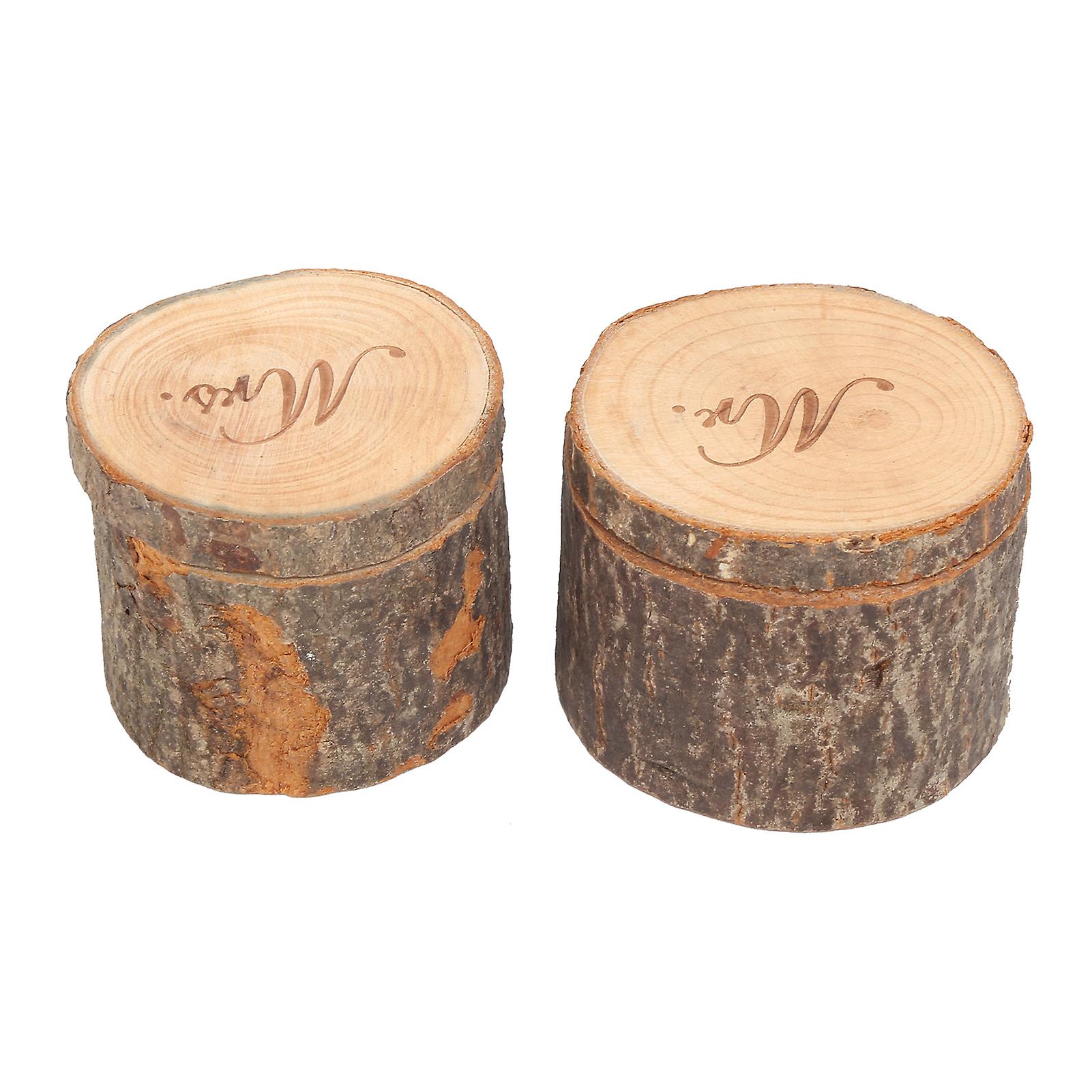 2pcs Ring Box Portable Wooden Retro Design Ring Bearer Box For Weddings Handicrafts Diy Gifts