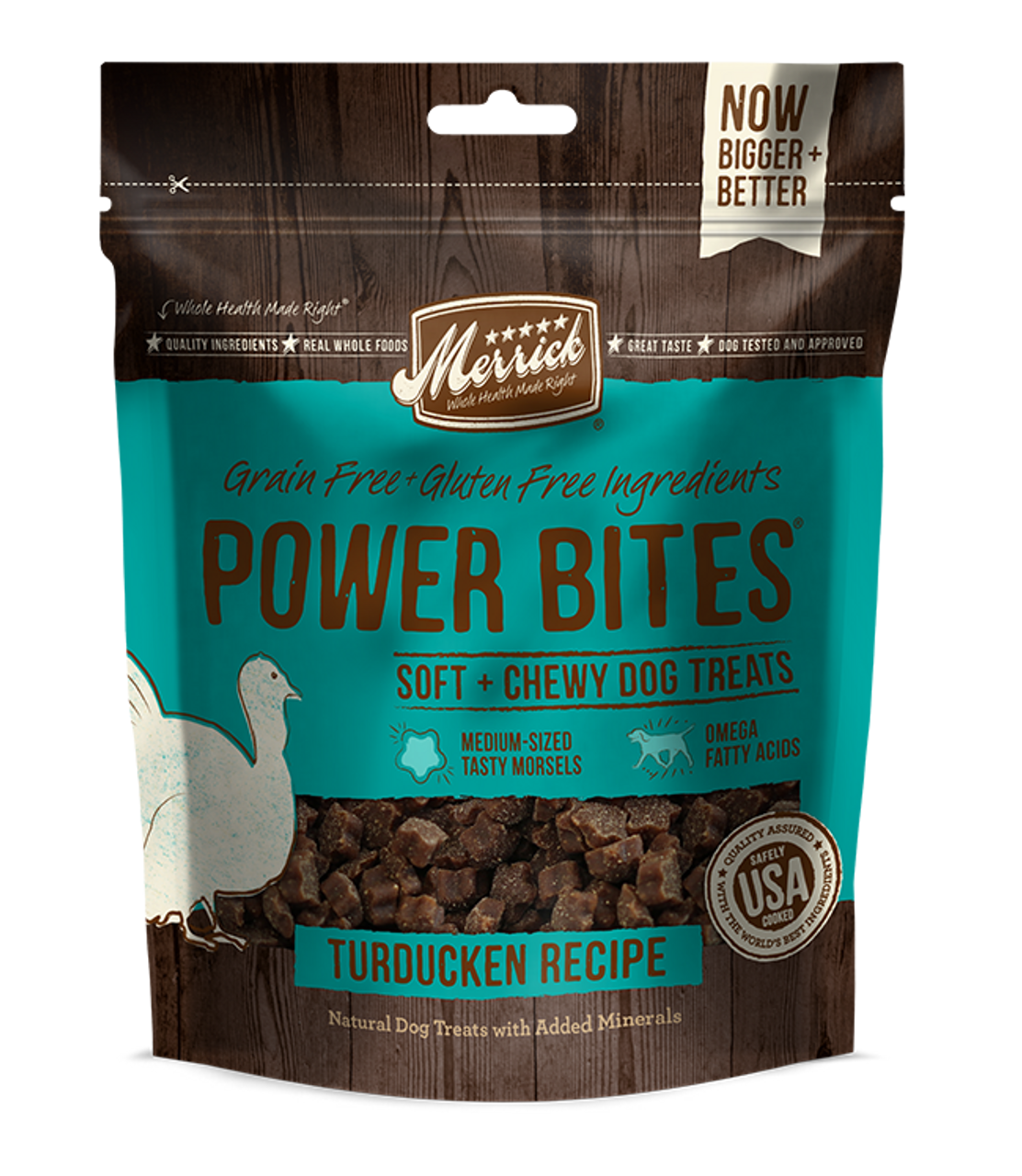 Merrick Power Bites Turducken Dog Treats， 6 Oz.