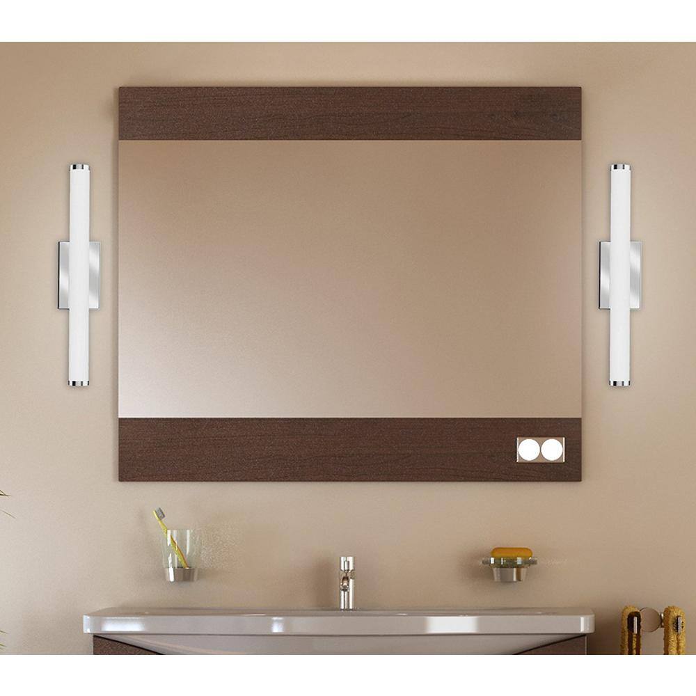 Lithonia Lighting 22.38 in. Chrome LED Selectable Color Temperature 300035004000K Dimmable LED Contemporary Cylinder Vanity Light FMVCCLS 24IN MVOLT 30K35K40K 90CRI KR M6