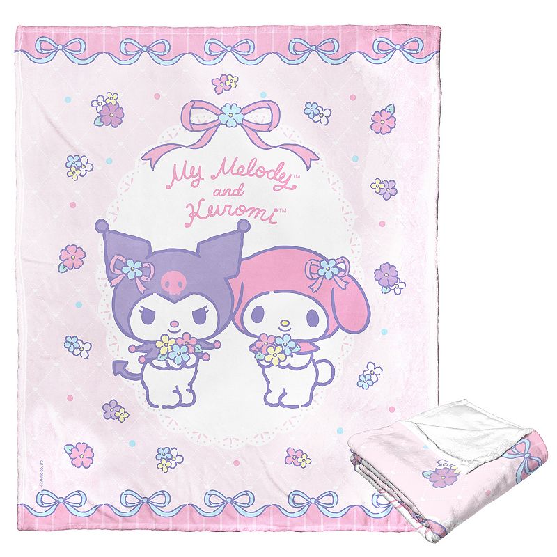 Sanrio My Melody and Kuromi Flower Friends Silky Touch Throw Blanket