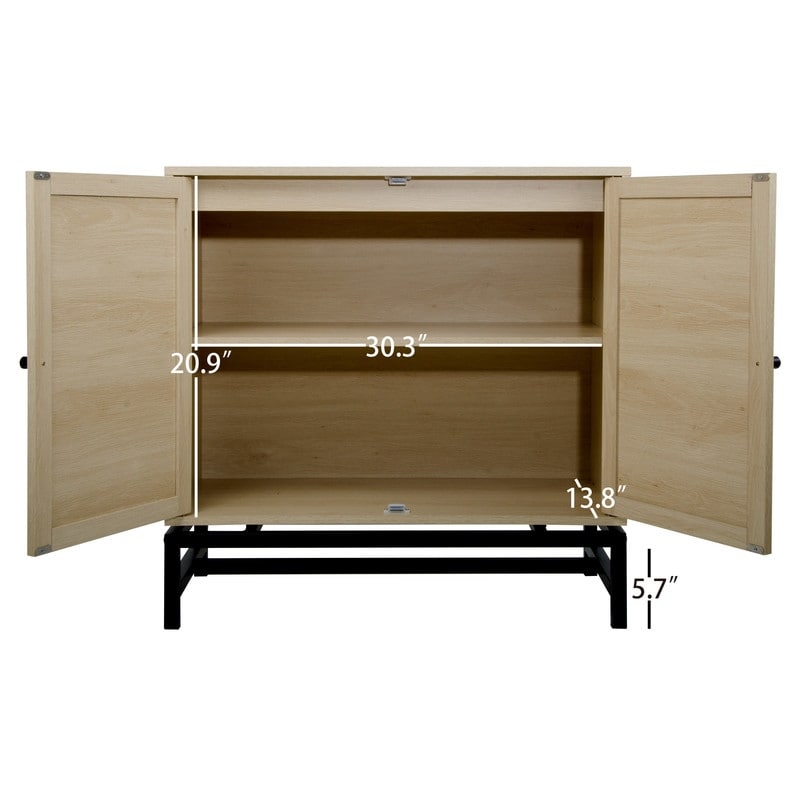 Rattan Cabinet with 2 Doors and Adjustable Shelf