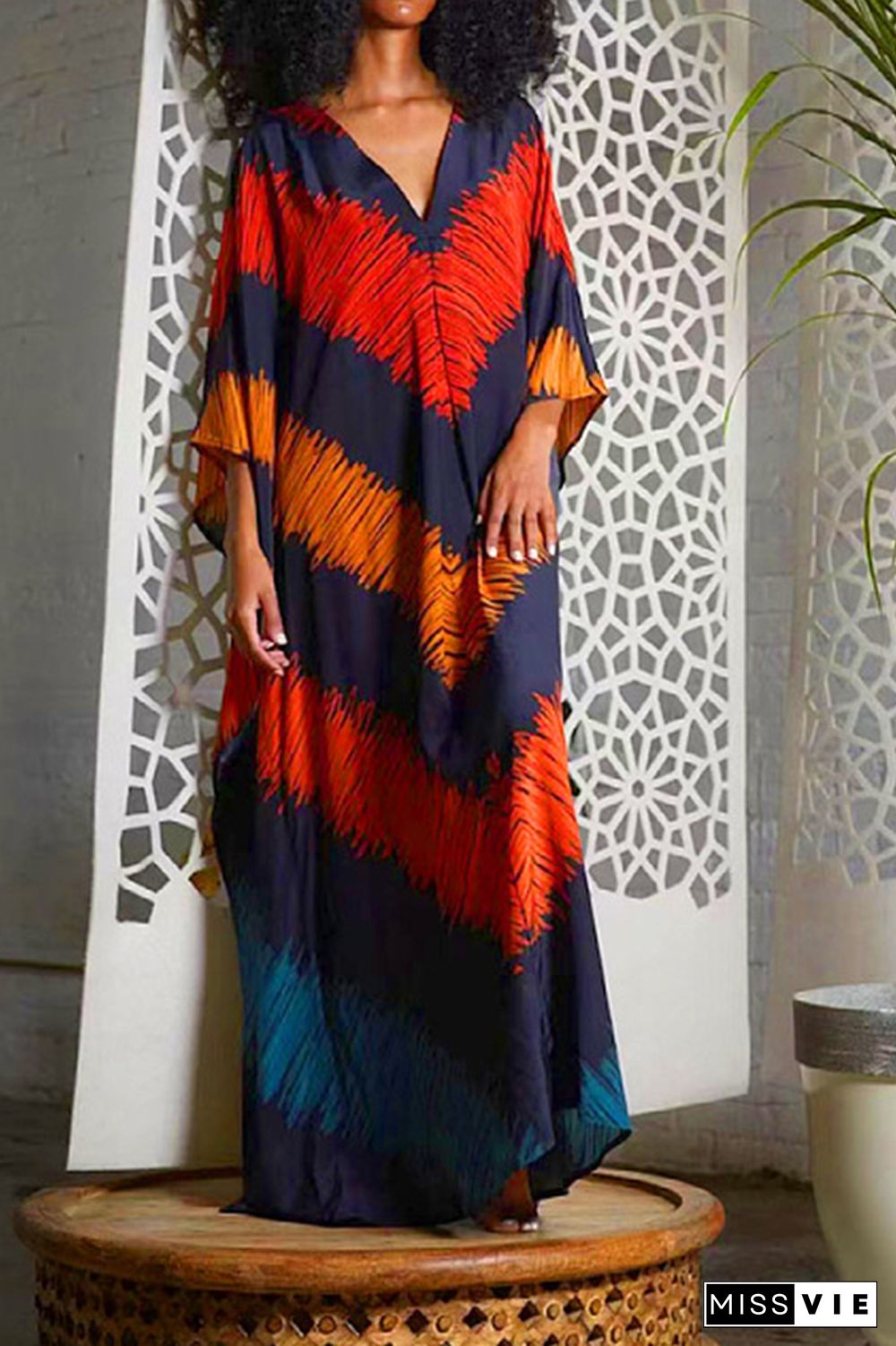 Tie Dye Printed Kimono Cover Up