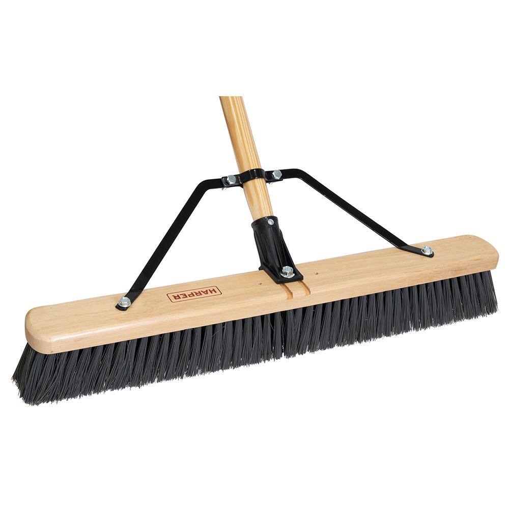 HARPER 24 in. Outdoor HardwoodSteel Handle Push Broom for Dirt and Wet Grass 20224500