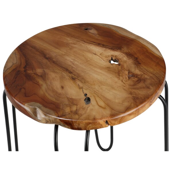 Bare Decor Lacie Round Solid Teak Root-top End Table