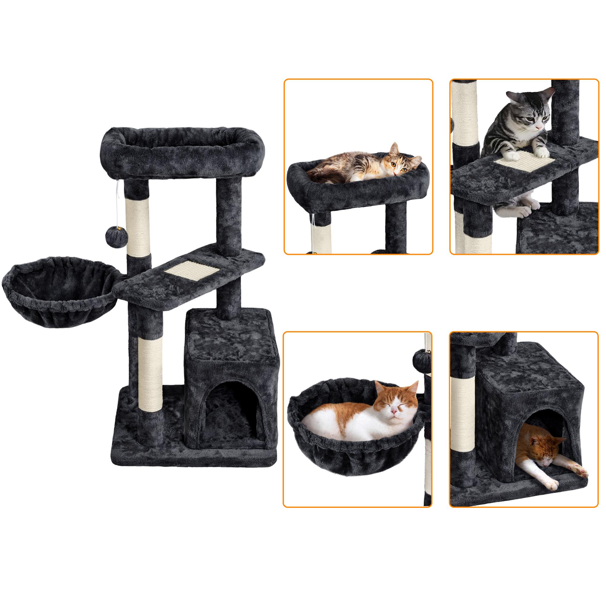 Topeakmart Black Plush Cat Tree for Kittens， 33