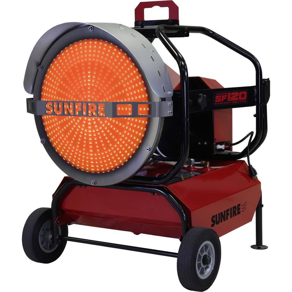 SUNFIRE SF120 120000 BTU DieselKerosene Radiant Heater with Quiet Safe Odorless Operation and Zero Carbon Monoxide SF120