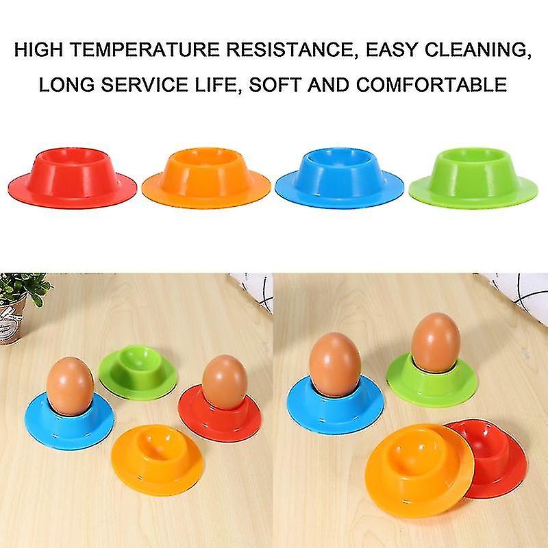 Set Of 4 Silicone Egg Cups Colors Works Kitchen Silicone Eggcup Random Color