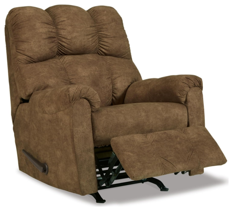 Contemporary Recliner  Manual Design With Tufted Faux Leather Seat   Contemporary   Recliner Chairs   by Decor Love  Houzz