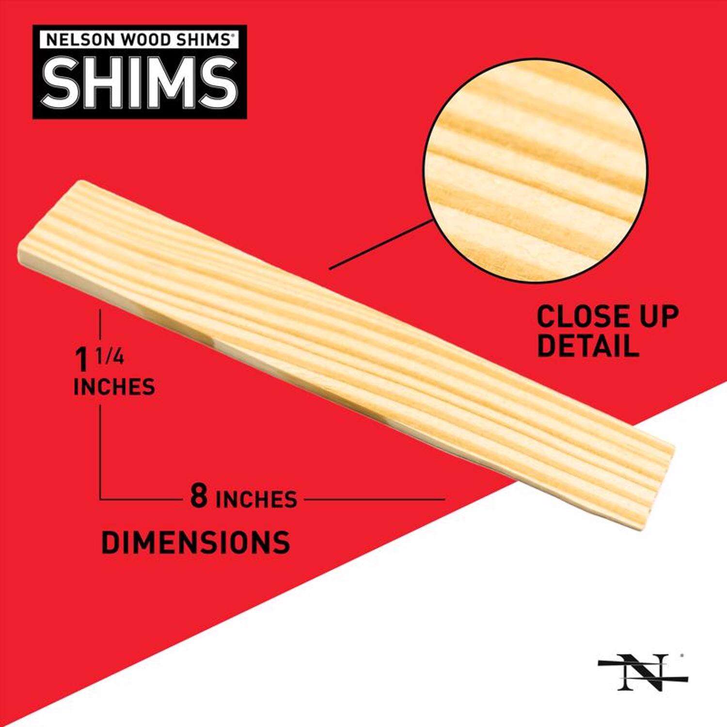 Nelson 1.5 in. W X 8 in. L Wood Shim 12 pk