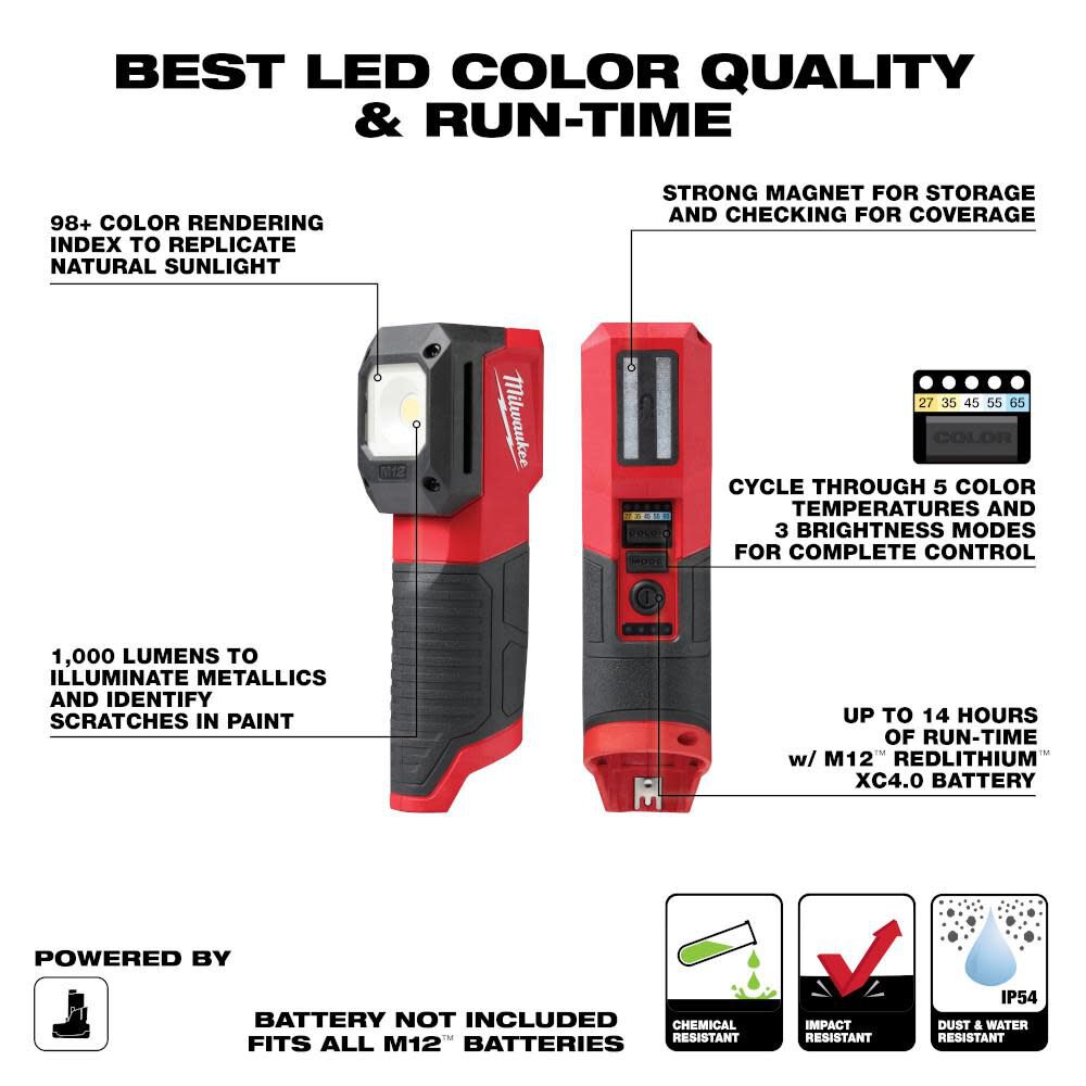 Milwaukee M12 Paint and Detailing Color Match Light Starter Kit Bundle 2127-20-48-59-2440 from Milwaukee