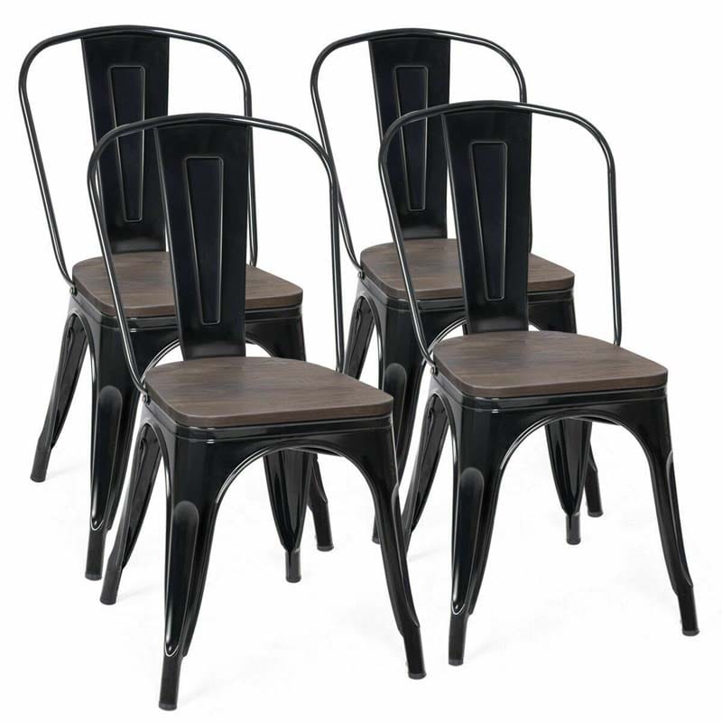 Set of 4 Industrial Vintage Stackable Metal Chairs, 18