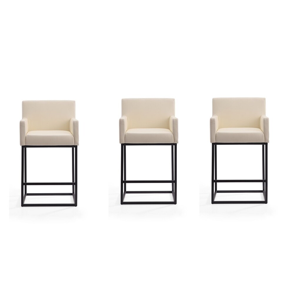 Manhattan Comfort Ambassador 38 in. Black Metal Counter Height Bar Stool (Set of 3)