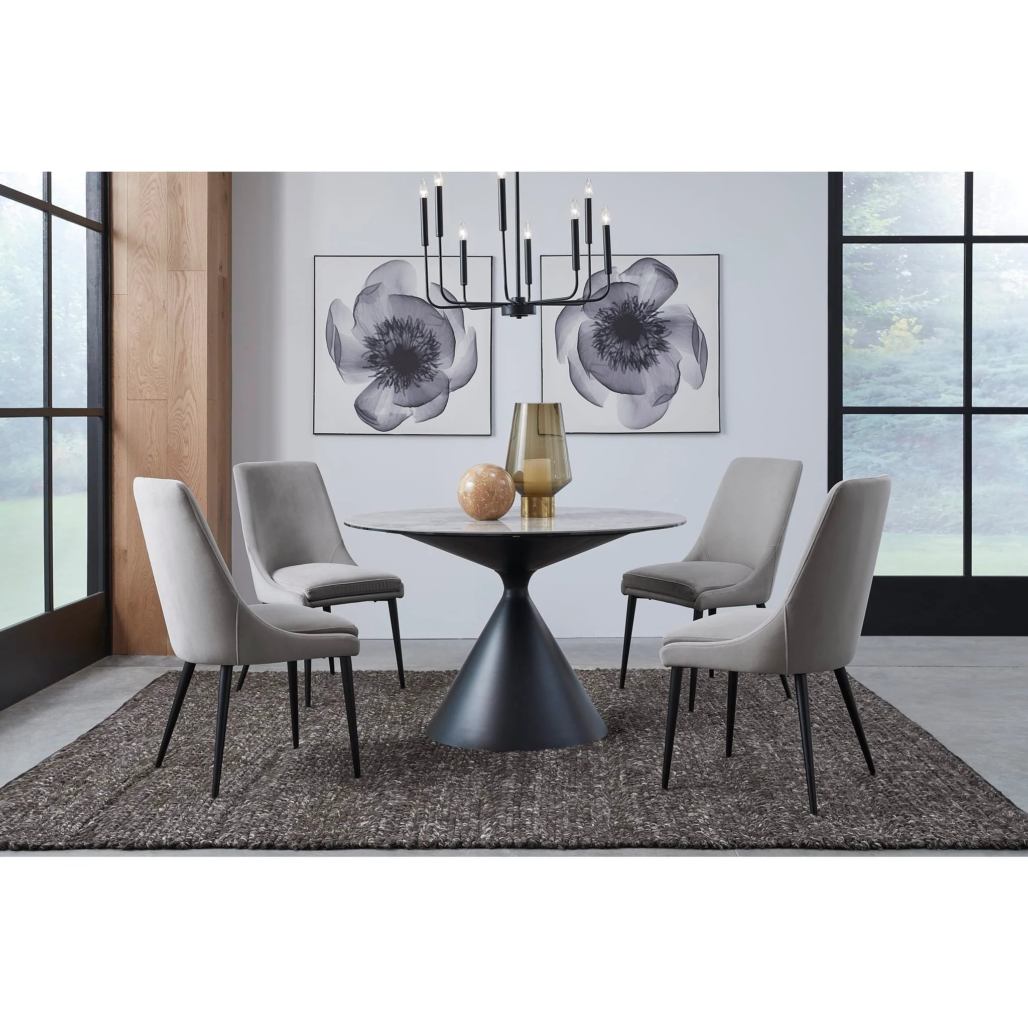 Bellport Grey 5-Pc Dining Set Round 47