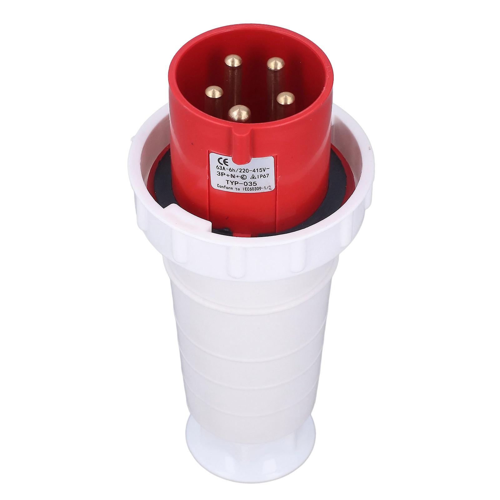 Industrial Socket Cee Aviation Connector Ip67 Waterproof 5pin 63a 220415v Red For Outdoor