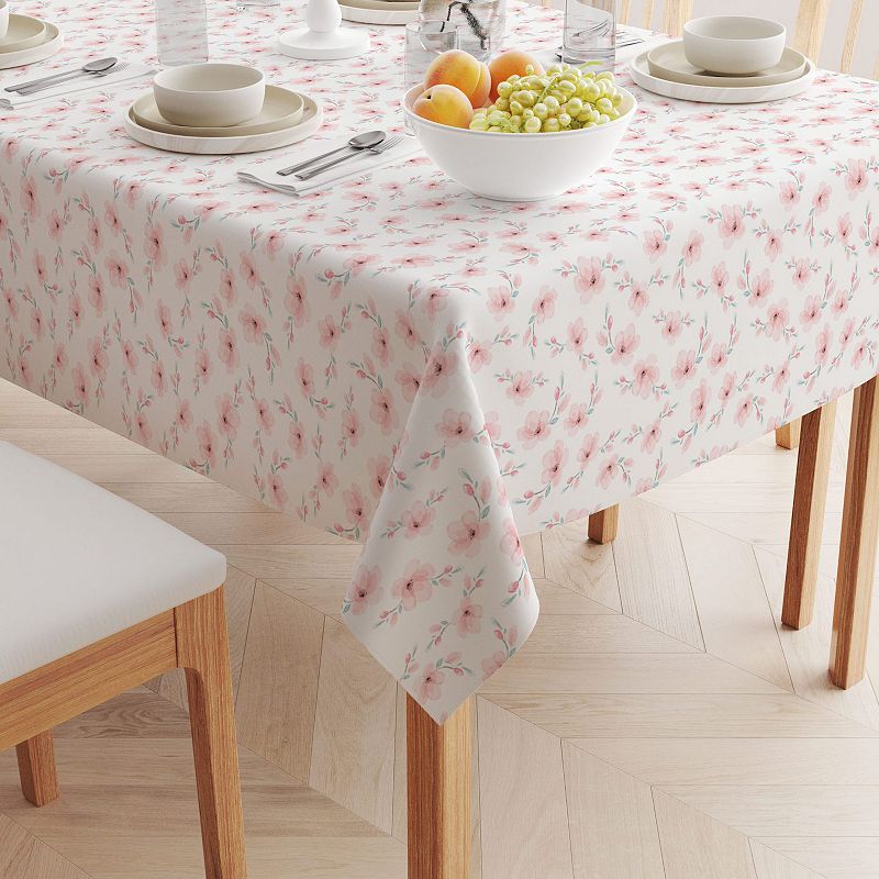 Square Tablecloth， 100% Cotton， 60x60， Blooming Cherry Blossom